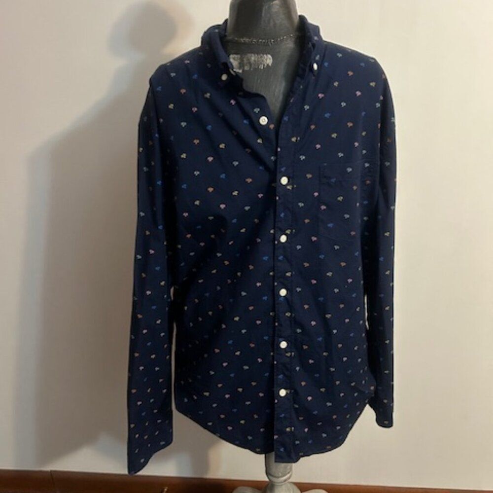 RYE Hawker Rye Slim Navy Blue multi-color button-down shirt, size XL